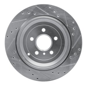 Mercedes-Benz ML320 Brake Rotor (1) - Rear Left - R1 Concepts - Drilled & Slotted - Silver - `06-`12